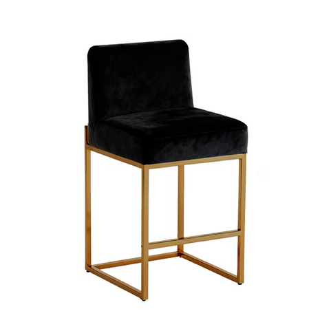 Lasigeli 26" Counter Height Bar Stools - Black & Gold Velvet Bar Chairs for Kitchen Island